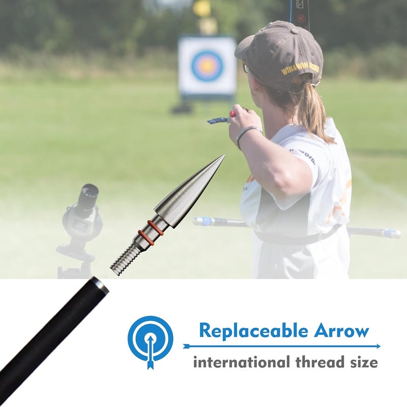 MOLFUJ MOLFUZ 12pcs Archery Field Points 100/125/150/200/300 Grain, Stainless Steel Screw-in Practice Arrow Tips for Recurve, Compound Crossbow, Hunting and Target Shooting - Image 4